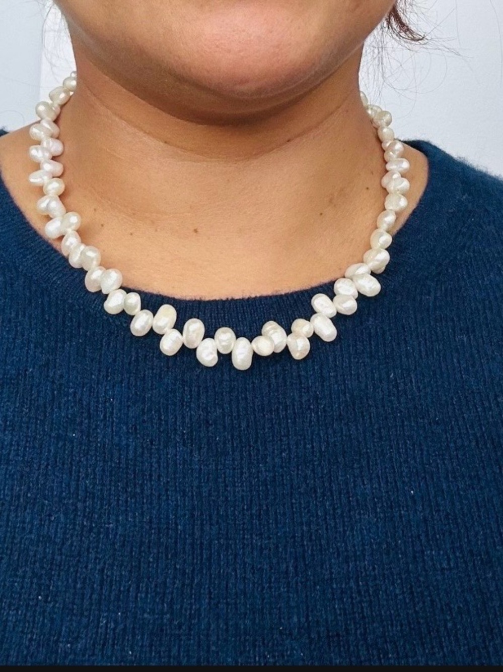 Lustrous White Baroque Freshwater Pearl Necklace